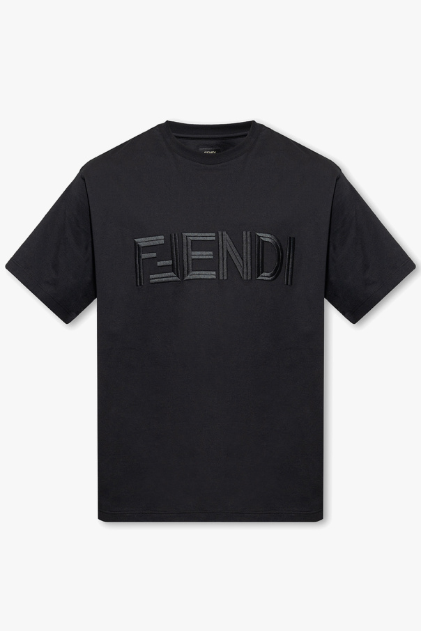 送料関税込 ◆FENDI◆RIBBED KNIT T-SHIRT WITH LOGO FENDI FF Logo Plaque Ribbed T-shirt | Black | FARFETCH TR